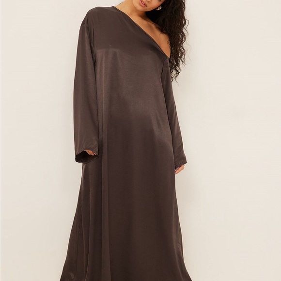 Naked Dresses & Skirts - Loose satin Dress-Brown